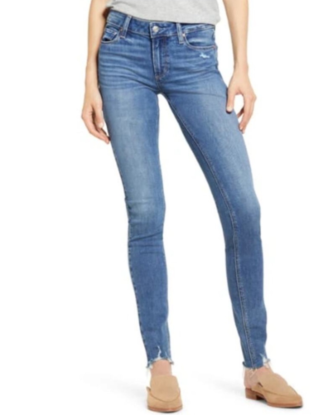 Paige Leggy Ultra Skinny Axton Distressed Peak Hem Size 26